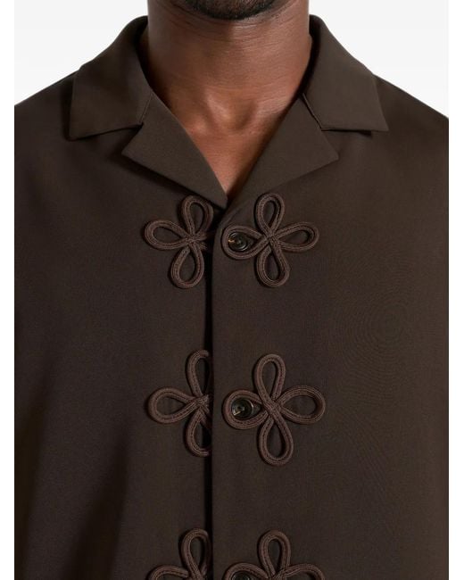 Manière De Voir Black Valen Applique-Detail Long-Sleeve Shirt for men