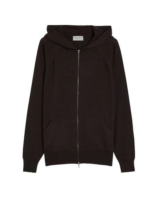 John Smedley Black Carty Zip-Up Hoodie