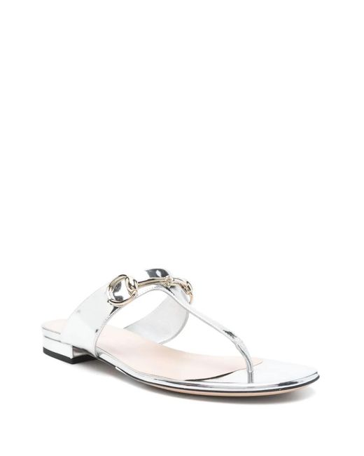Gucci White Flip Flops