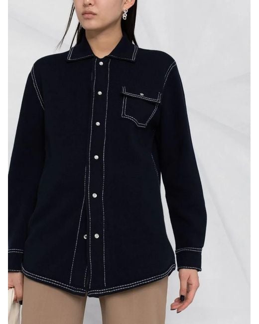 Barrie Blue Knitted Style Overshirt