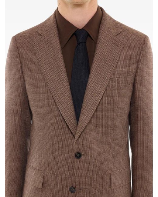 Fursac Brown Houndstooth-Pattern Blazer for men