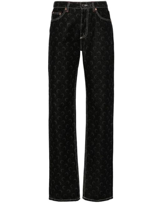 Jeans Moon Con Stampa di MARINE SERRE in Black