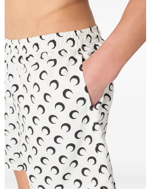 MARINE SERRE White Moon-Print Swim Shorts for men