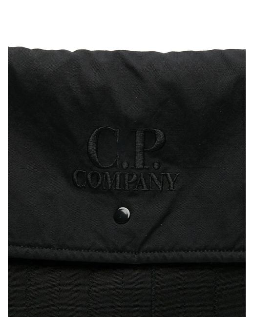 C P Company Black Quilted Tote Bag With Logo for men