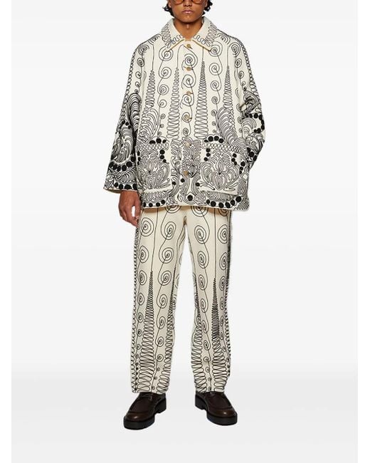 Bode Gray Quillwork Trousers for men