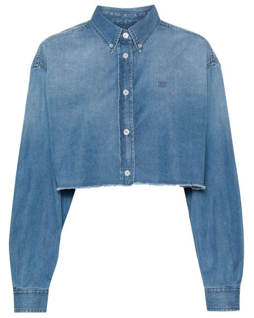Camicia denim crop di Givenchy in Blue