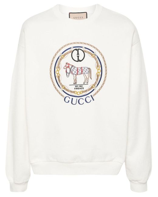 Gucci Katoenen Sweater Met GG-logo Borduurwerk in het White voor heren