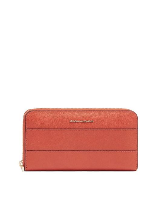 Piquadro Red Zip Around Wallet