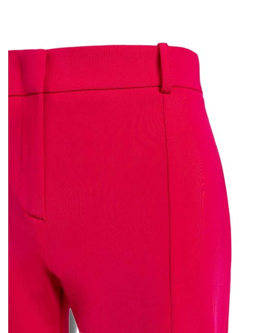 Pinko Red Pressed-Crease Split-Hem Trousers