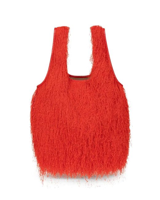 Dries Van Noten Red Mini Ruffled Tote Bag