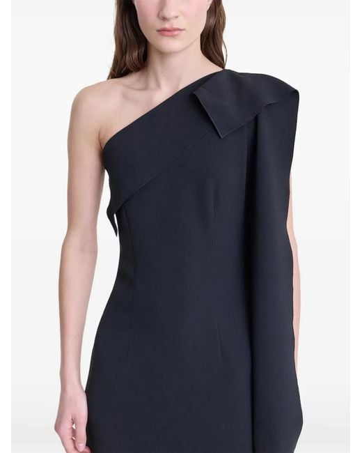FFORME Black One-Shoulder Draped Dress
