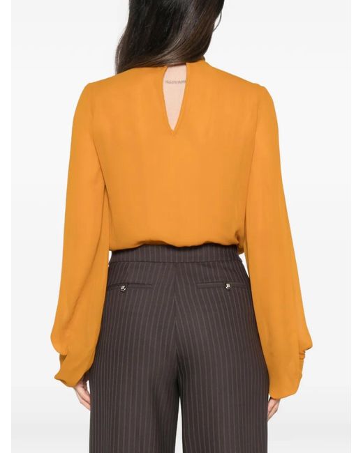 Elisabetta Franchi Orange Tone Plaque Blouse