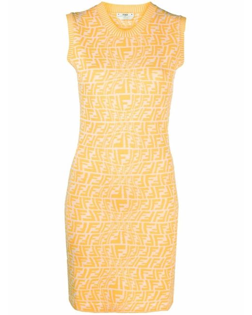 Fendi Yellow Ff Vertigo Dress