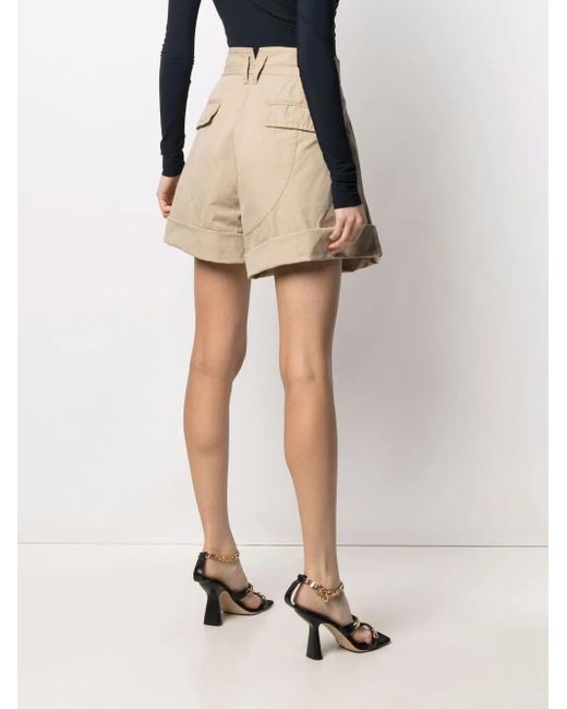 DSquared² Natural Pleated High-waist Shorts