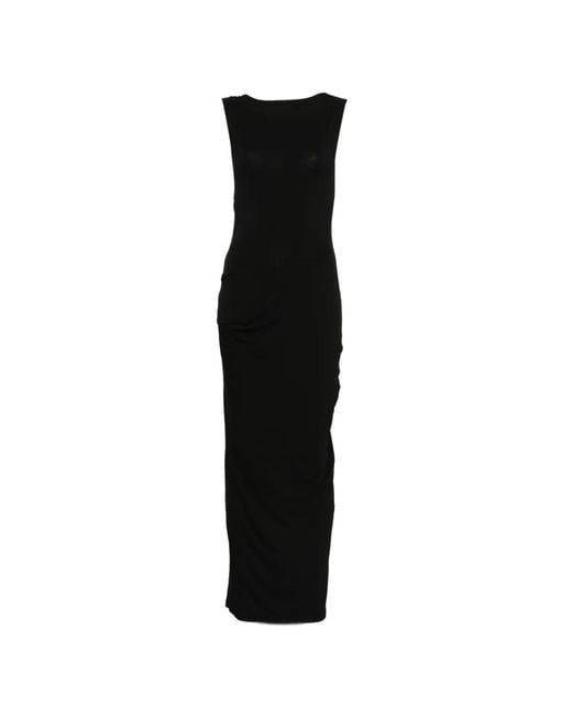 Entire studios Black Draped Sleeveless Maxi Dress