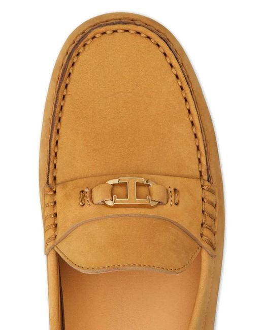 Tod's Brown T-Buckle Topstitched Loafers