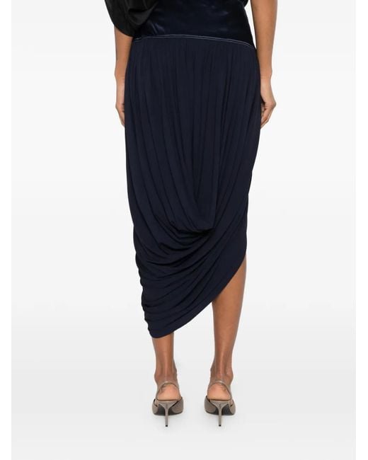 Ferragamo Blue Draped Asymmetric Skirt