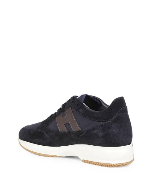 Hogan Blue Logo-Patch Panelled Sneakers for men