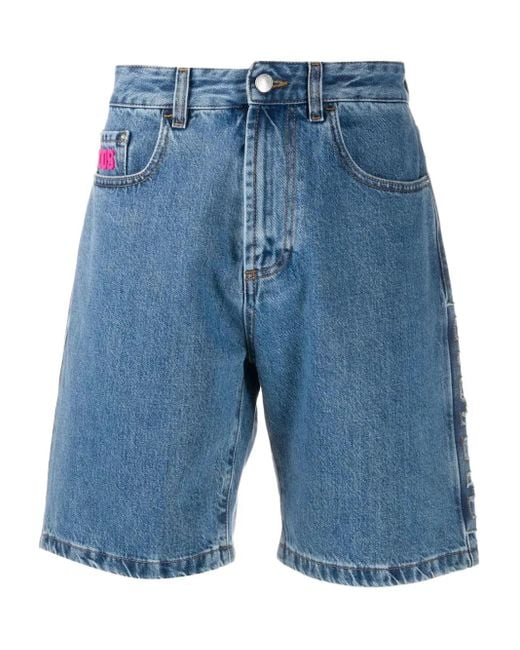 メンズ Gcds Logo-appliqué Denim Shorts Blue