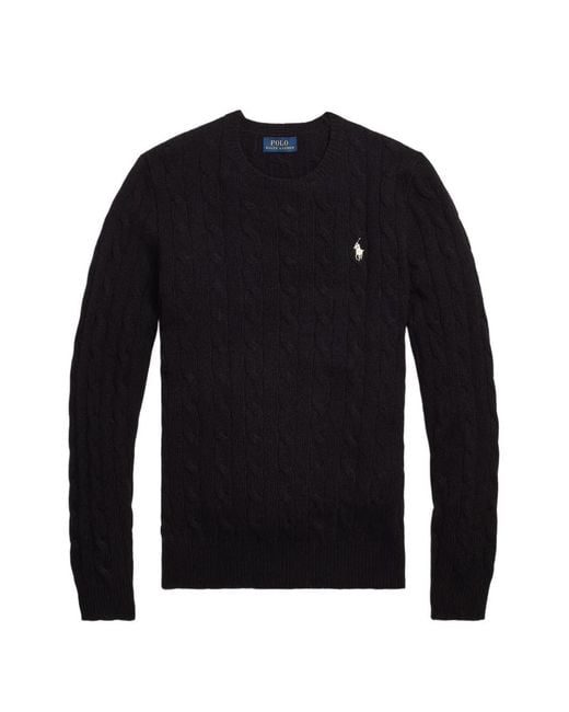 Polo Ralph Lauren Blue Cable-Knit Logo Sweater