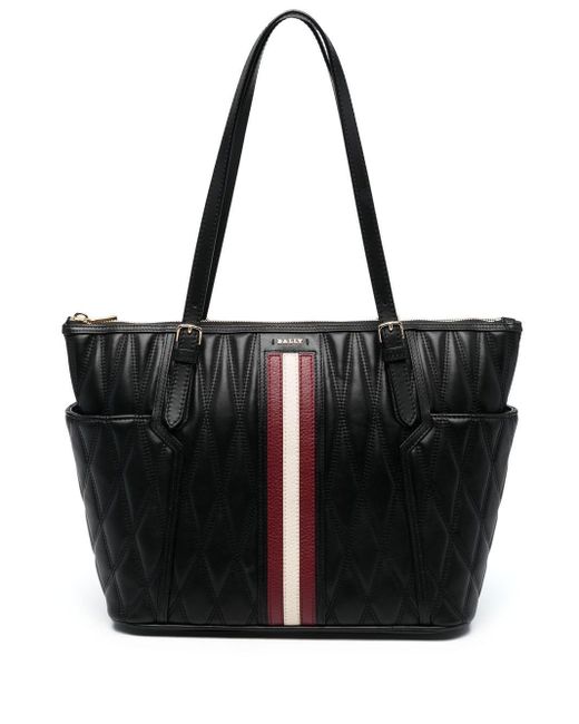 Bally Leather Quited Logoplaque Tote Bag in Black Lyst Canada
