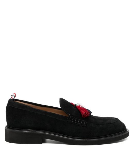 Thom Browne Black Calf Suede Rwg Tassel Loafers for men