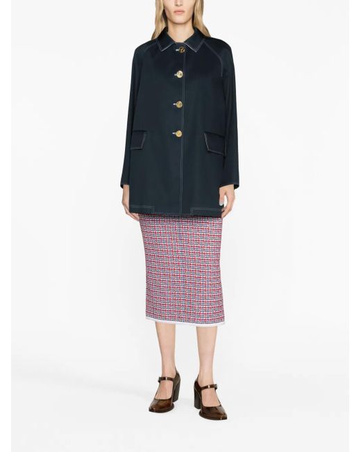 Thom Browne Blue Rwb-Stripe Cropped Car Coat