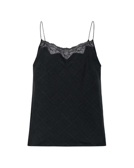 Wooyoungmi Black Lace-Trim Camisole Top
