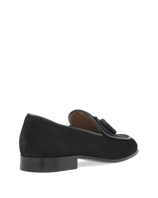Gianvito Rossi Black Tassel Suede Loafers for men