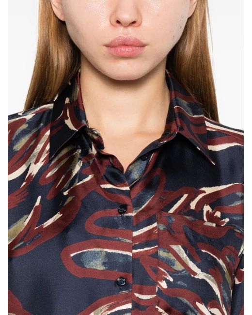 Max Mara Blue Buttoned Abstract-Pattern Shirt