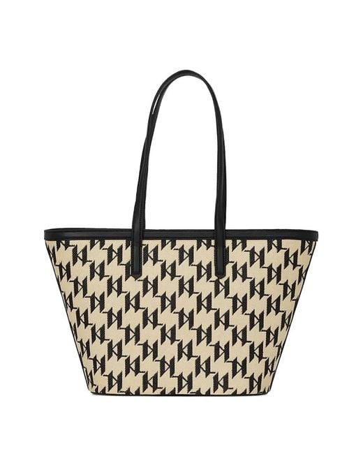 Karl Lagerfeld White Monogrammed Tote Bag