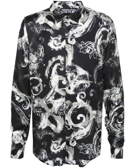 Chemise à motif baroque Versace pour homme en coloris Gray