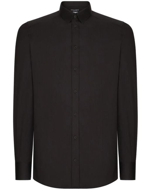 Dolce & Gabbana Black Long-Sleeve Stretch-Cotton Shirt for men