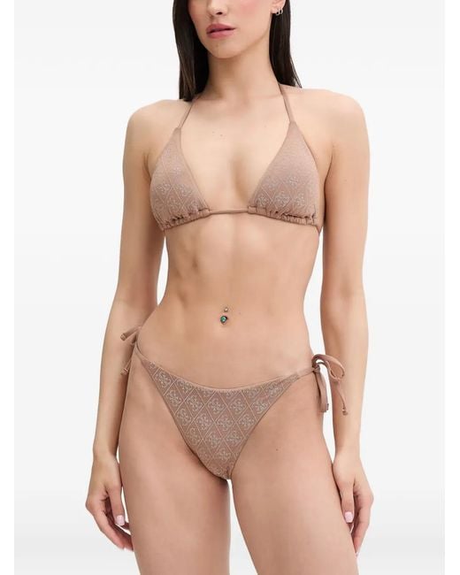 Top De Bikini Triangular Con Logo 4G Guess de color Natural