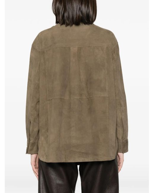 Giorgio Brato Natural Chemise En Daim À Manches Longues