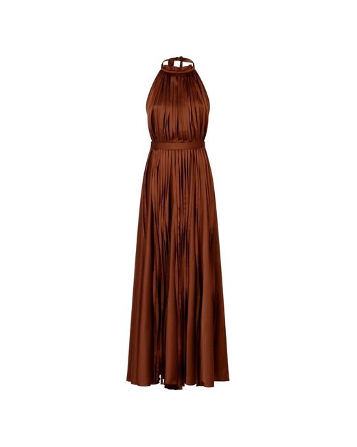 Raquel Diniz Brown Giorgia Halterneck Maxi Dress