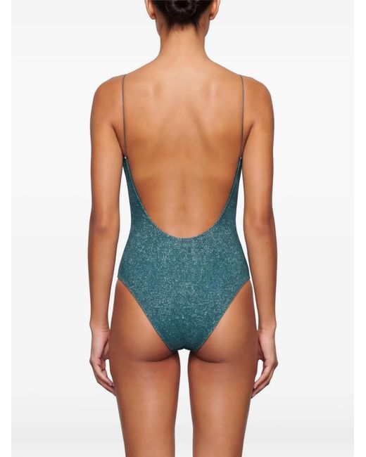 Oseree Green Lumière Spaghetti-Strap Swimsuit