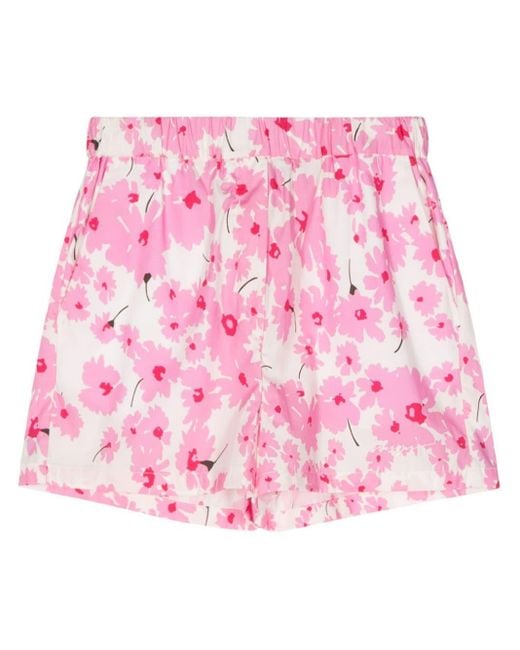 Short en coton à fleurs MSGM en coloris Pink
