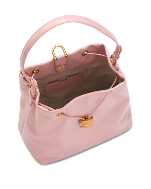 Balmain Pink Chain Drawstring Leather Backpack