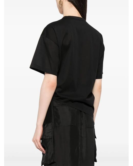 JNBY Black Asymmetric Pleated T-Shirt