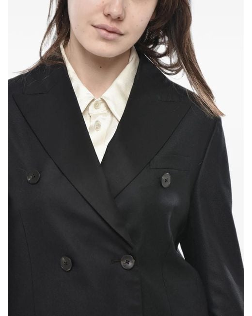 Slowear Black Montedoro Double-Breasted Blazer
