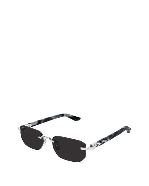 Cartier Black Rectangle-Frame Sunglasses