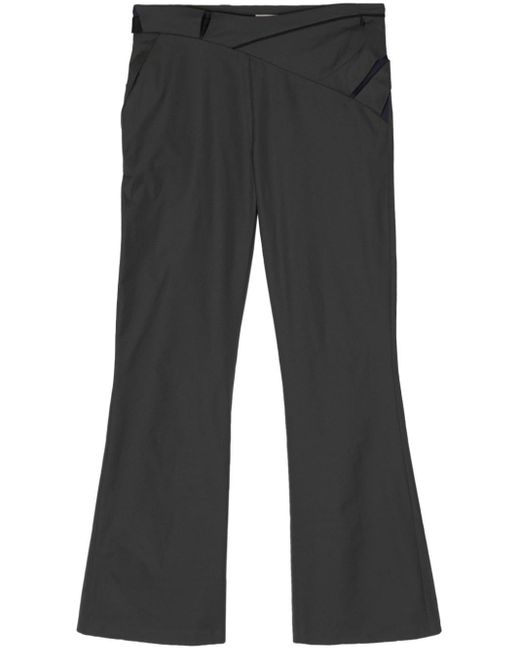 Hyein Seo Gray Belted Cropped Taffeta Trousers
