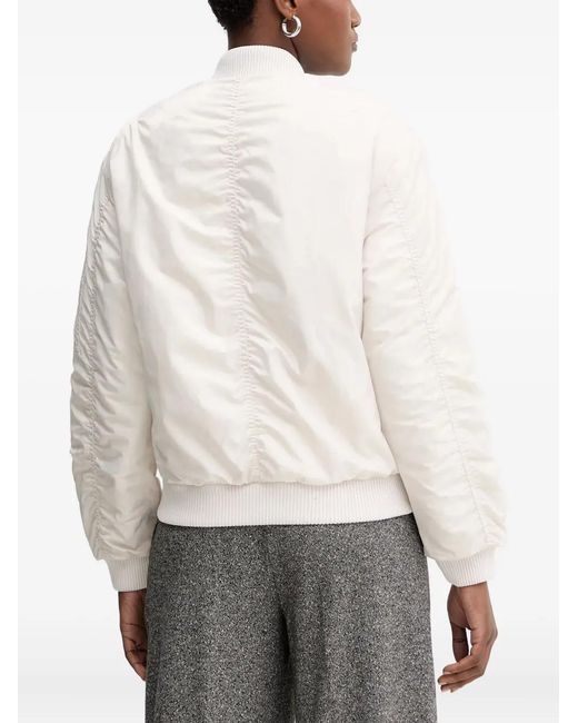 Guess White Zipped Bomber Jacket
