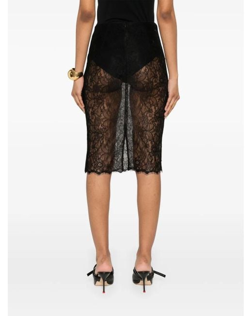 Gonna Midi A Fiori di Elisabetta Franchi in Black