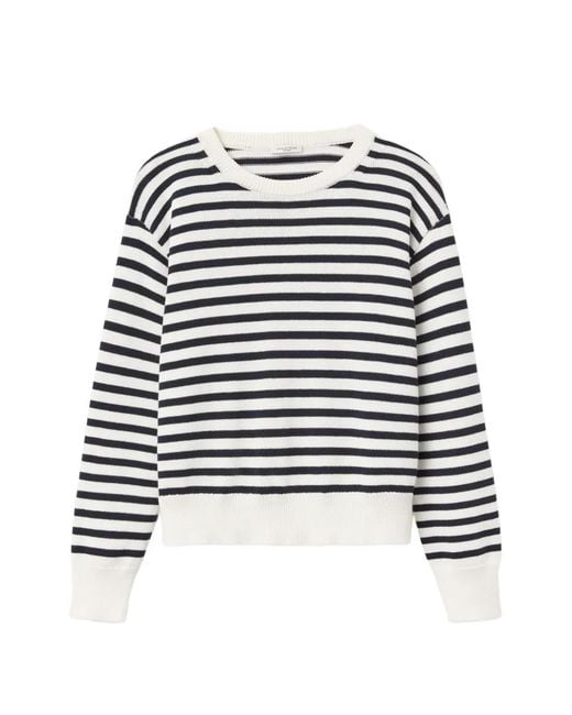 Lafayette 148 New York Black Striped Crew-Neck Sweater
