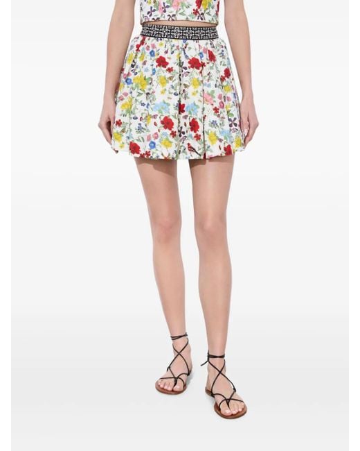 Alice + Olivia Multicolor Haven Lin And Cotton Mini Skirt