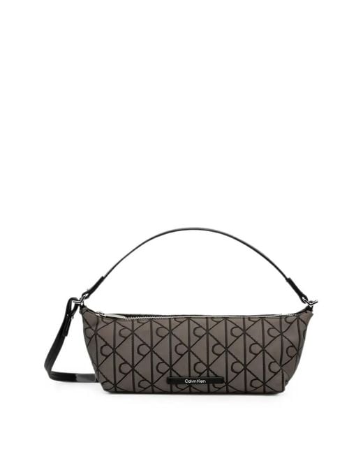 Calvin Klein Brown Monogram-Pattern Shoulder Bag
