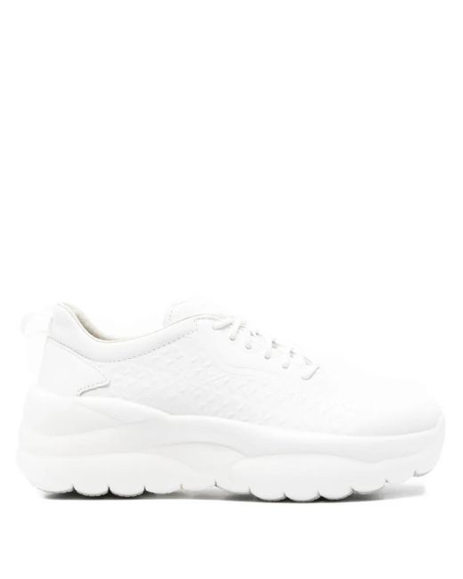 Geox White Lace-Up Sneakers