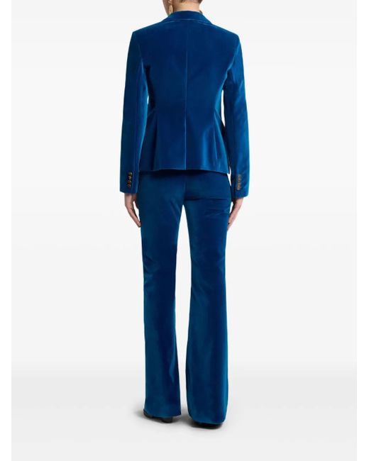 Etro Blue Single-Breasted Velvet Blazer